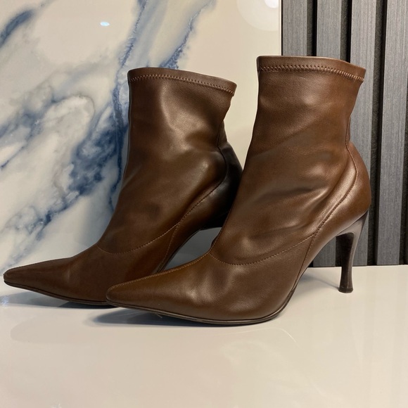 Gianni Fermani Elegant Brown Leather Ankle Boots Made in Brazil Size 9.5 - Picture 2 of 11